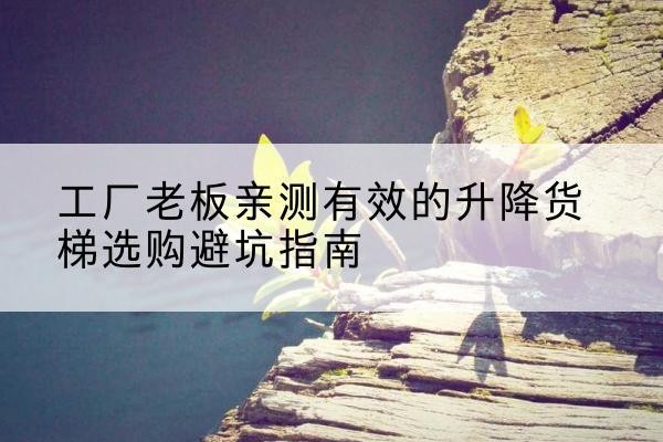 南芬升降货梯怎么选-工厂老板亲测有效的升降货梯选购避坑指南